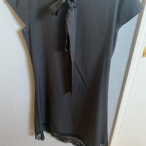 Elegant Black Dress with Lace Trim